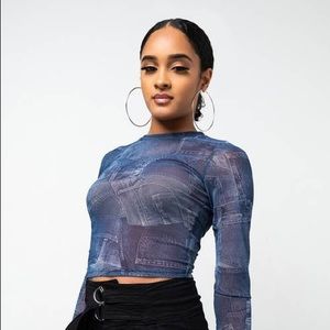 DO YOU LOVE ME LONG SLEEVE MESH CROP TOP